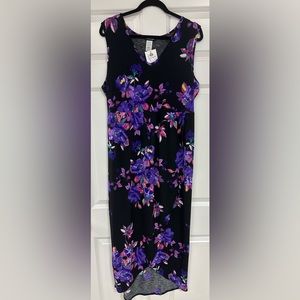 Faux wrap purple floral maxi